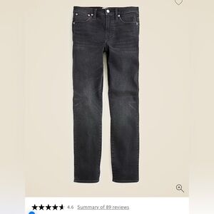 J. Crew 9" mid-rise vintage slim-straight jean, Charcoal (distressed black), 34
